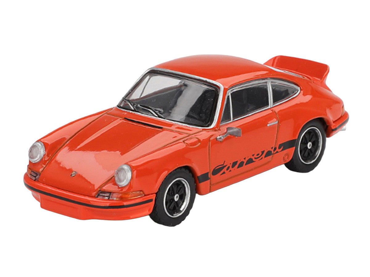 Porsche 911 Carrera RS 2.7 Tangerine with Black Stripes Limited Edition 1/64 Diecast Model Car by Mini GT-2