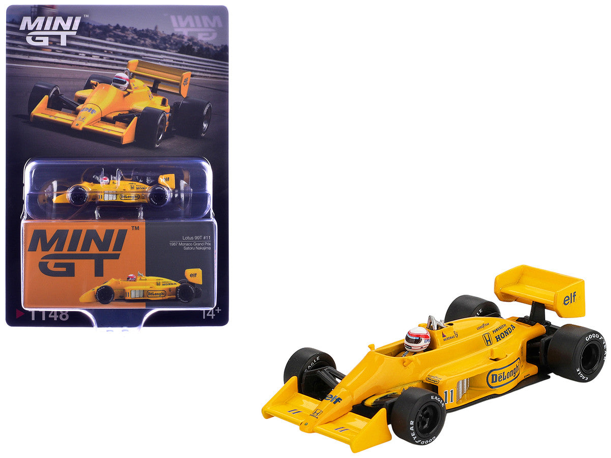 Lotus 99T #11 Satoru Nakajima Formula One F1 "Monaco GP" (1987) with Driver Figure Limited Edition 1/64 Diecast Model Car by Mini GT-2