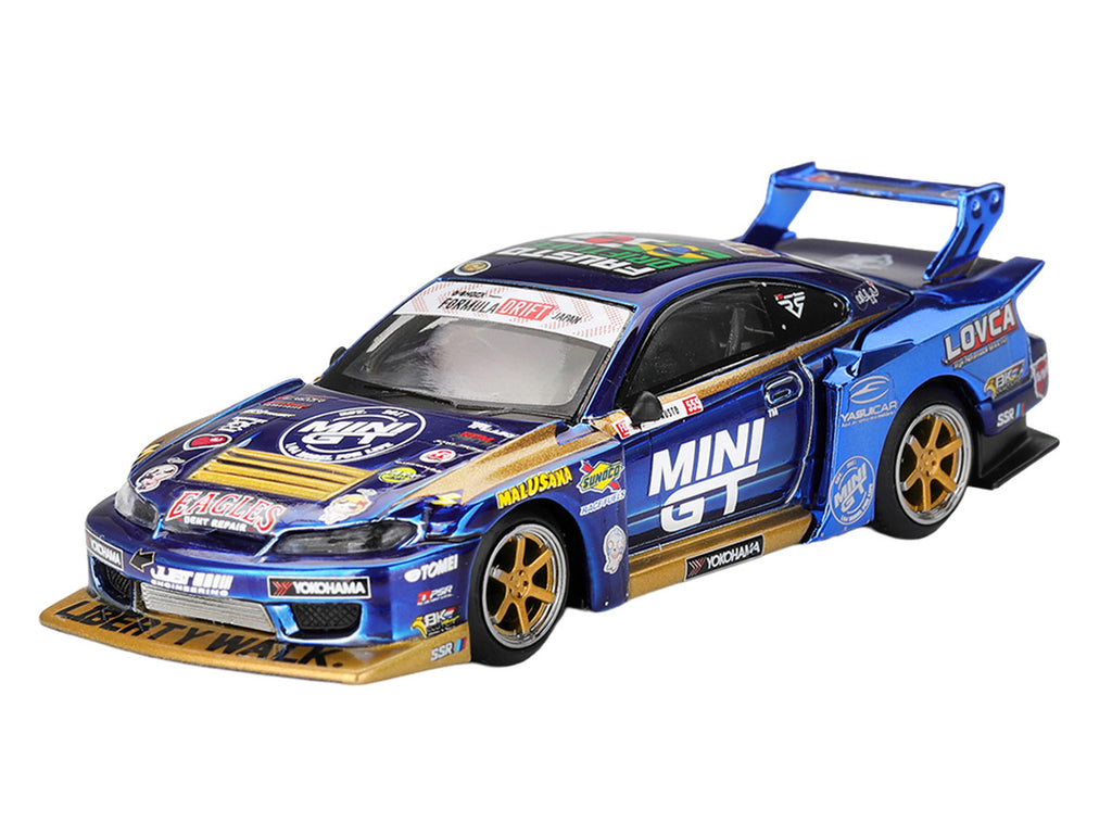 Nissan Silvia (S15) LB-Super Silhouette RHD (Right Hand Drive) #555 Yukio Fausto "Team MINI GT Liberty Walk" "Formula Drift Japan" (2025) Limited Edition 1/64 Diecast Model Car by Mini GT-1