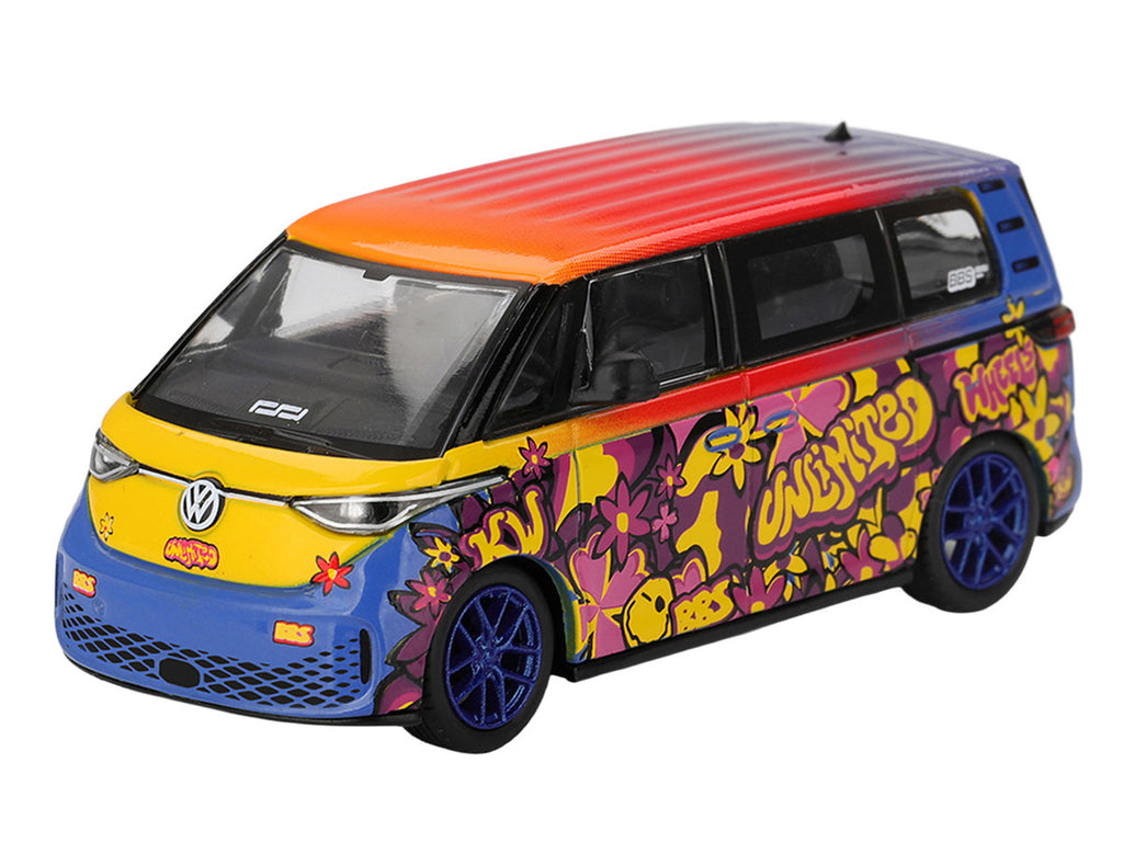 Volkswagen ID.Buzz Van "KW/BBS" Floral Graffiti Livery Limited Edition 1/64 Diecast Model Car by Mini GT-1