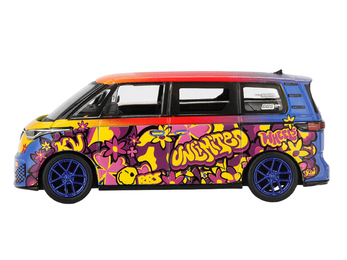 Volkswagen ID.Buzz Van "KW/BBS" Floral Graffiti Livery Limited Edition 1/64 Diecast Model Car by Mini GT-2