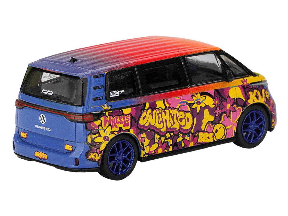 Volkswagen ID.Buzz Van "KW/BBS" Floral Graffiti Livery Limited Edition 1/64 Diecast Model Car by Mini GT-3