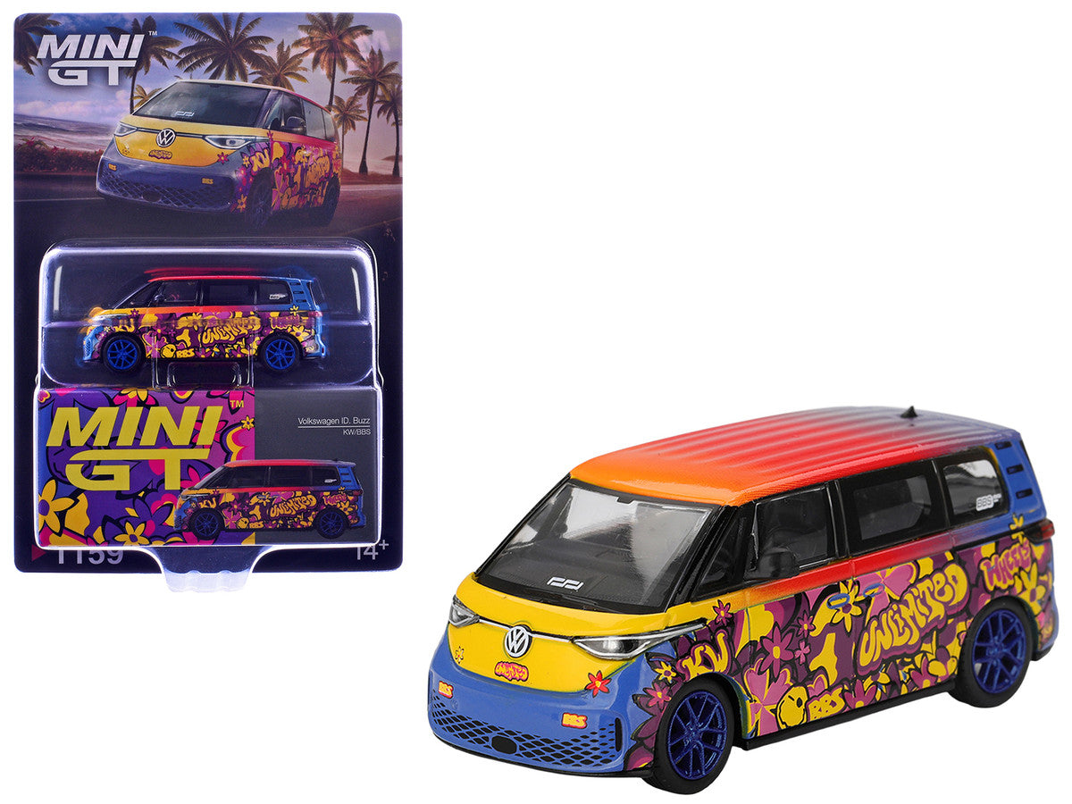 Volkswagen ID.Buzz Van "KW/BBS" Floral Graffiti Livery Limited Edition 1/64 Diecast Model Car by Mini GT-0