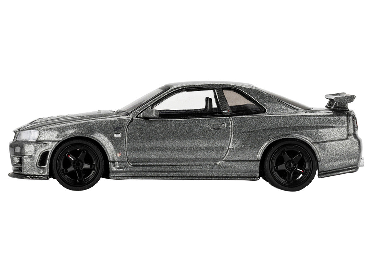 Nissan Skyline GT-R (NISMO BNR34 CRS Version) RHD (Right Hand Drive) Dark Metal Gray Metallic Limited Edition 1/64 Diecast Model Car by Mini GT-2