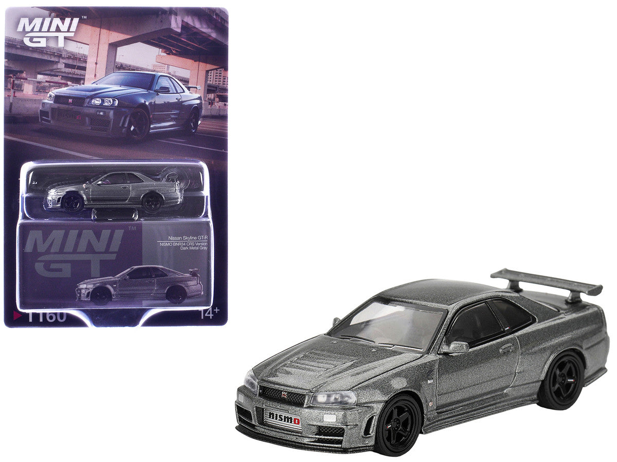 Nissan Skyline GT-R (NISMO BNR34 CRS Version) RHD (Right Hand Drive) Dark Metal Gray Metallic Limited Edition 1/64 Diecast Model Car by Mini GT-0