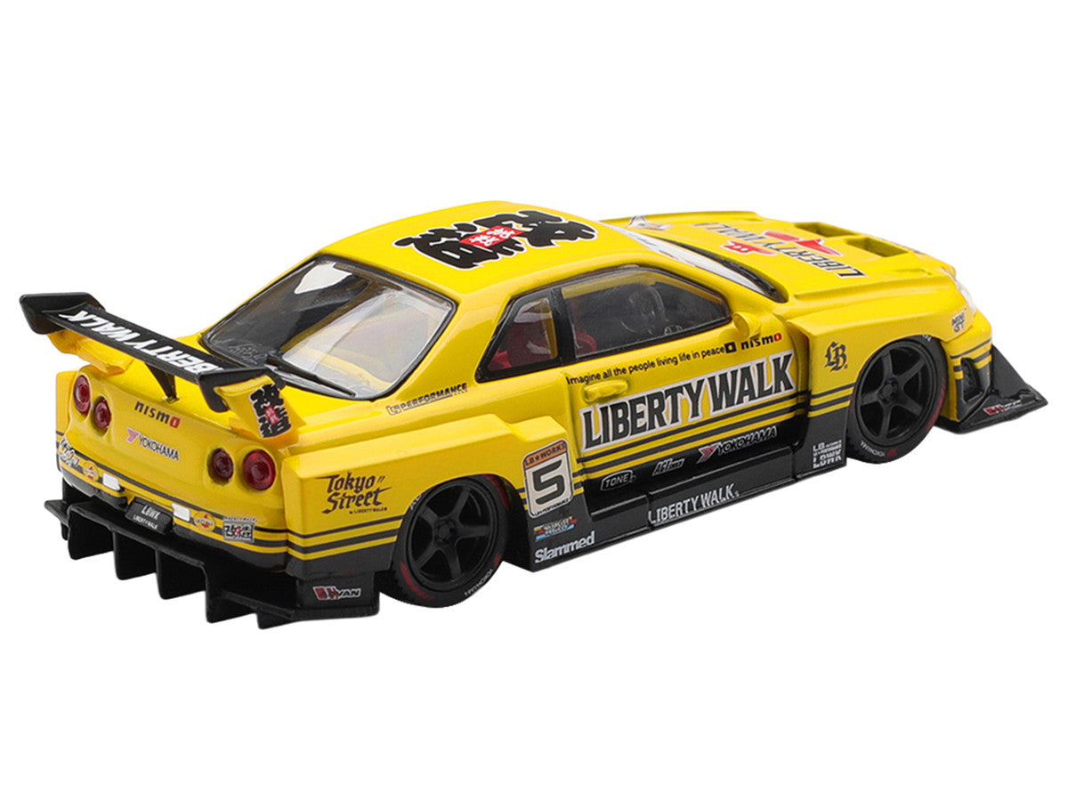 Nissan LB-ER34 Super Silhouette Skyline RHD (Right Hand Drive) #5 Sport Yellow with Graphics Limited Edition 1/64 Diecast Model Car by Mini GT-3