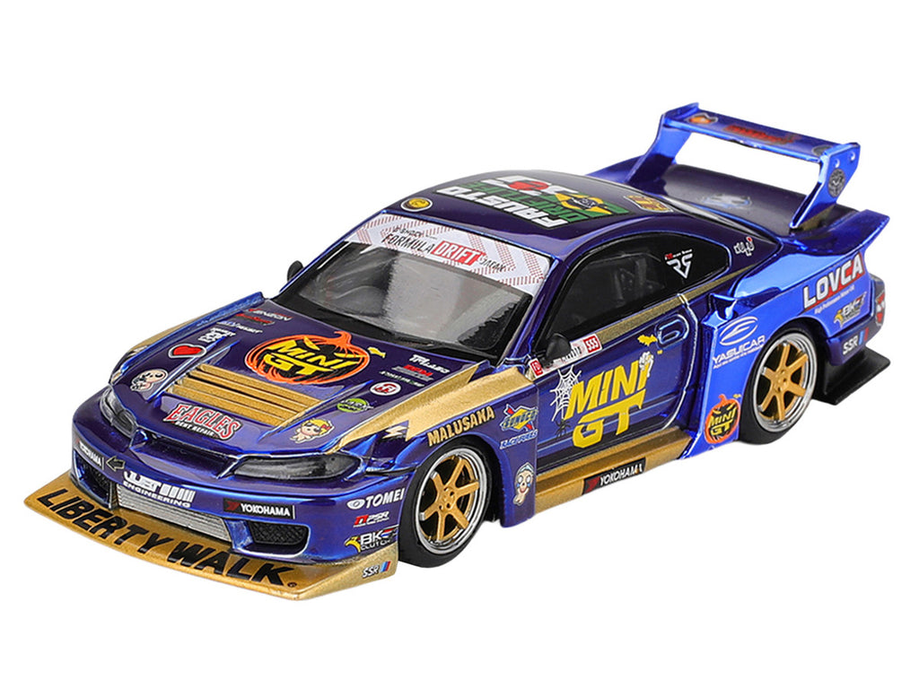 Nissan Silvia (S15) LB-Super Silhouette RHD (Right Hand Drive) #555 Yukio Fausto "Team MINI GT Liberty Walk" Halloween Special "Formula Drift Japan" (2025) Limited Edition 1/64 Diecast Model Car by Mini GT-1