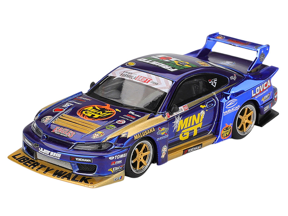 Nissan Silvia (S15) LB-Super Silhouette RHD (Right Hand Drive) #555 Yukio Fausto "Team MINI GT Liberty Walk" Halloween Special "Formula Drift Japan" (2025) Limited Edition 1/64 Diecast Model Car by Mini GT-1
