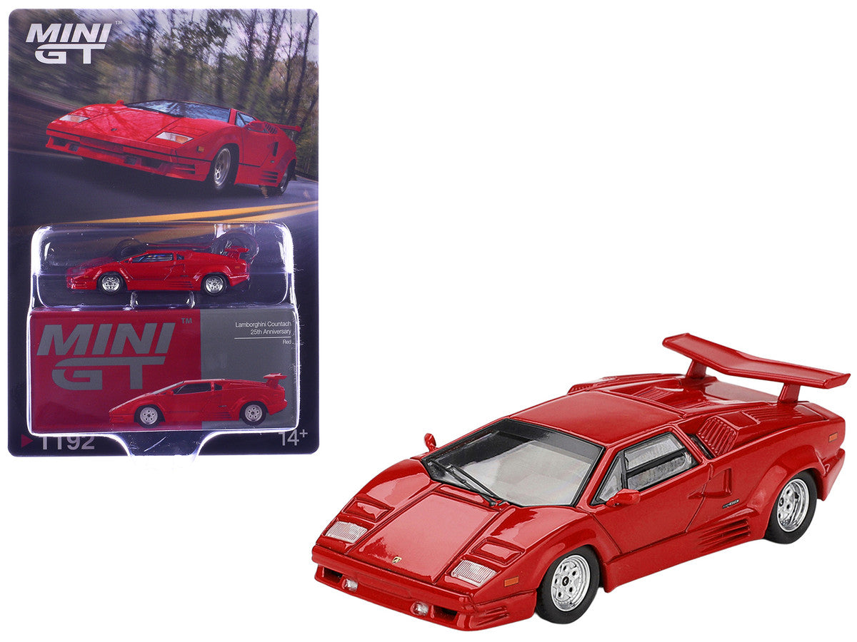 Lamborghini Countach "25th Anniversary" Red Limited Edition 1/64 Diecast Model Car by Mini GT-0