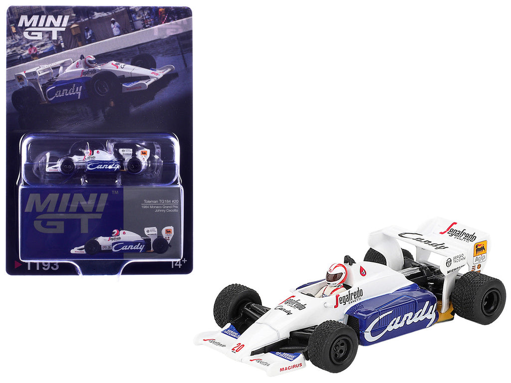 Toleman TG184 #20 Johnny Cecotto Formula One F1 "Monaco GP" (1984) with Driver Figure Limited Edition 1/64 Diecast Model Car by Mini GT-0