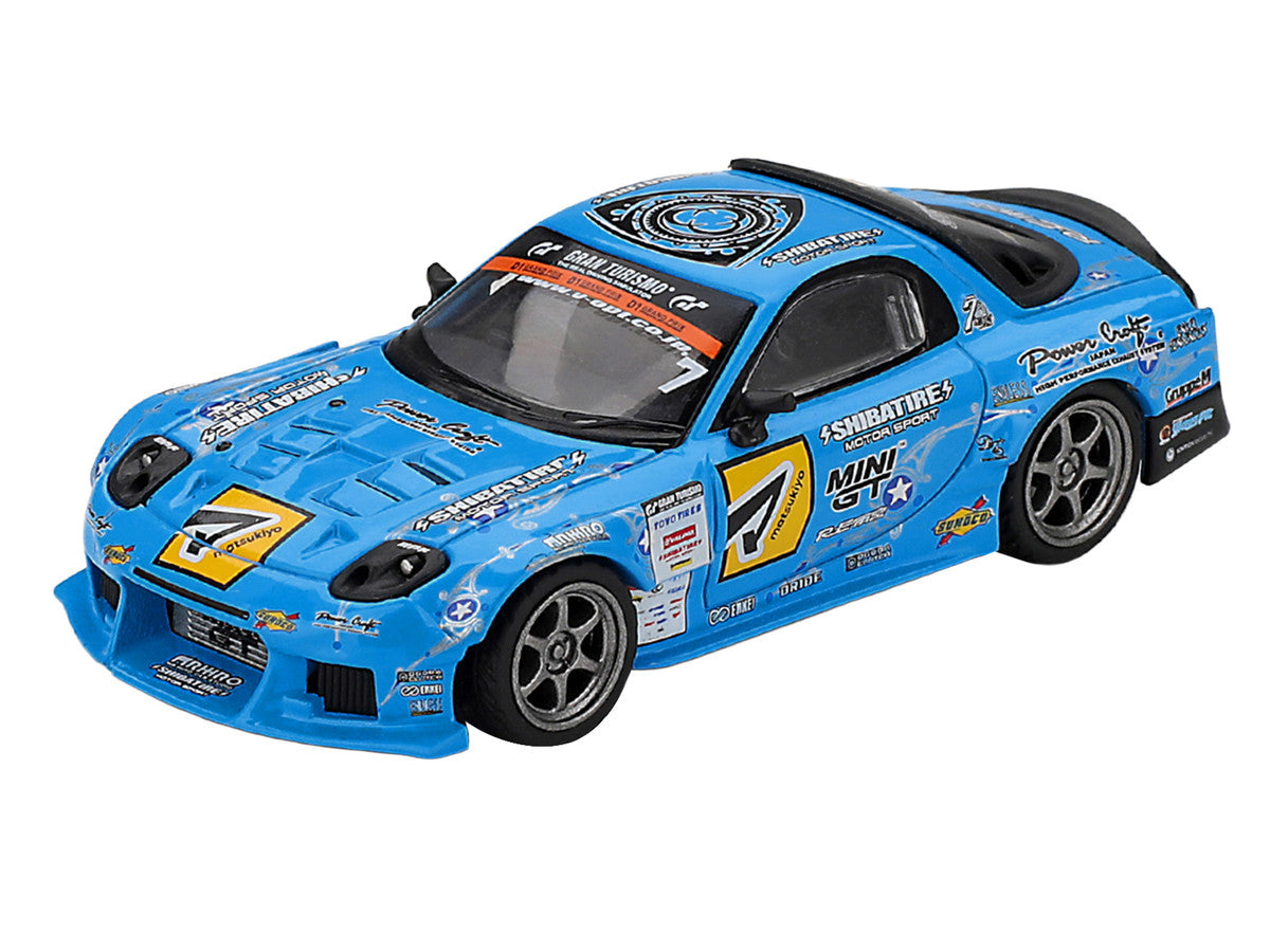 Mazda RX-7 RE-Amemiya RHD (Right Hand Drive) Blue with Graphics "D1GP" (2025) Limited Edition 1/64 Diecast Model Car by Mini GT-1