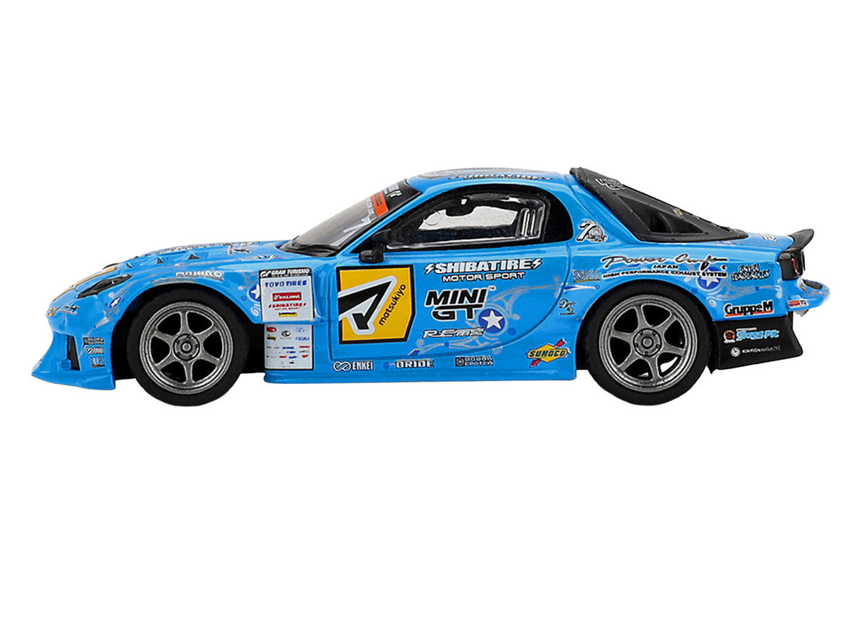 Mazda RX-7 RE-Amemiya RHD (Right Hand Drive) Blue with Graphics "D1GP" (2025) Limited Edition 1/64 Diecast Model Car by Mini GT-2