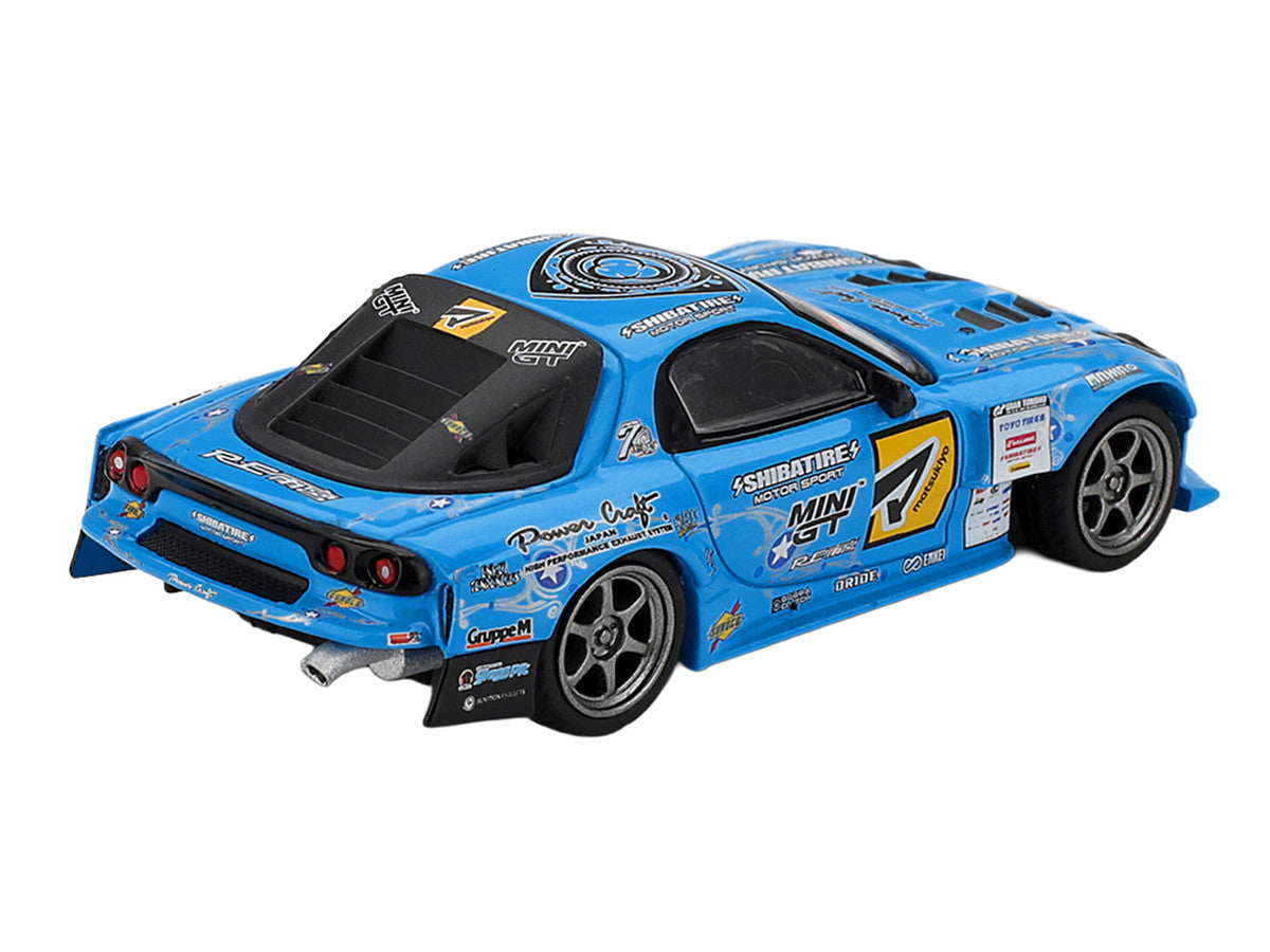 Mazda RX-7 RE-Amemiya RHD (Right Hand Drive) Blue with Graphics "D1GP" (2025) Limited Edition 1/64 Diecast Model Car by Mini GT-3