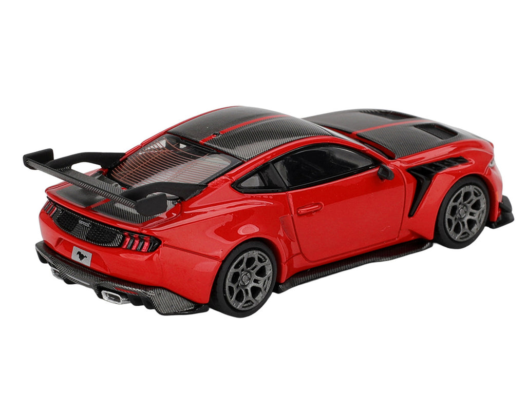 Ford Mustang GTD Race Red with Carbon Hood and Top Limited Edition 1/64 Die Cast Model Car by Mini GT-3