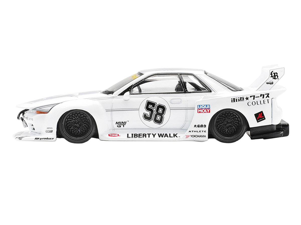 Nissan Skyline GT-R (R32) RHD (Right Hand Drive) #58 "Kaido Works" White with Gray Graphics "Tokyo Auto Salon 2025" Limited Edition 1/64 Diecast Model Car by Mini GT-2
