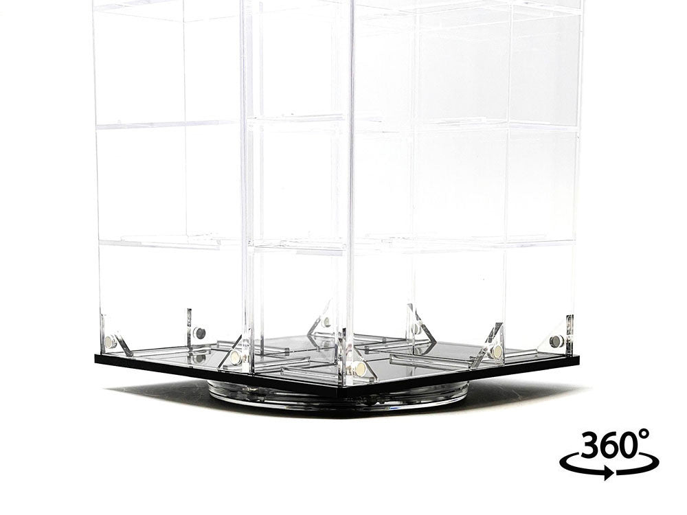 Acrylitower Showcase 24 Car Display Desktop Spinner with Cover Clear "Mijo Exclusives" for 1/64 Scale Models-1