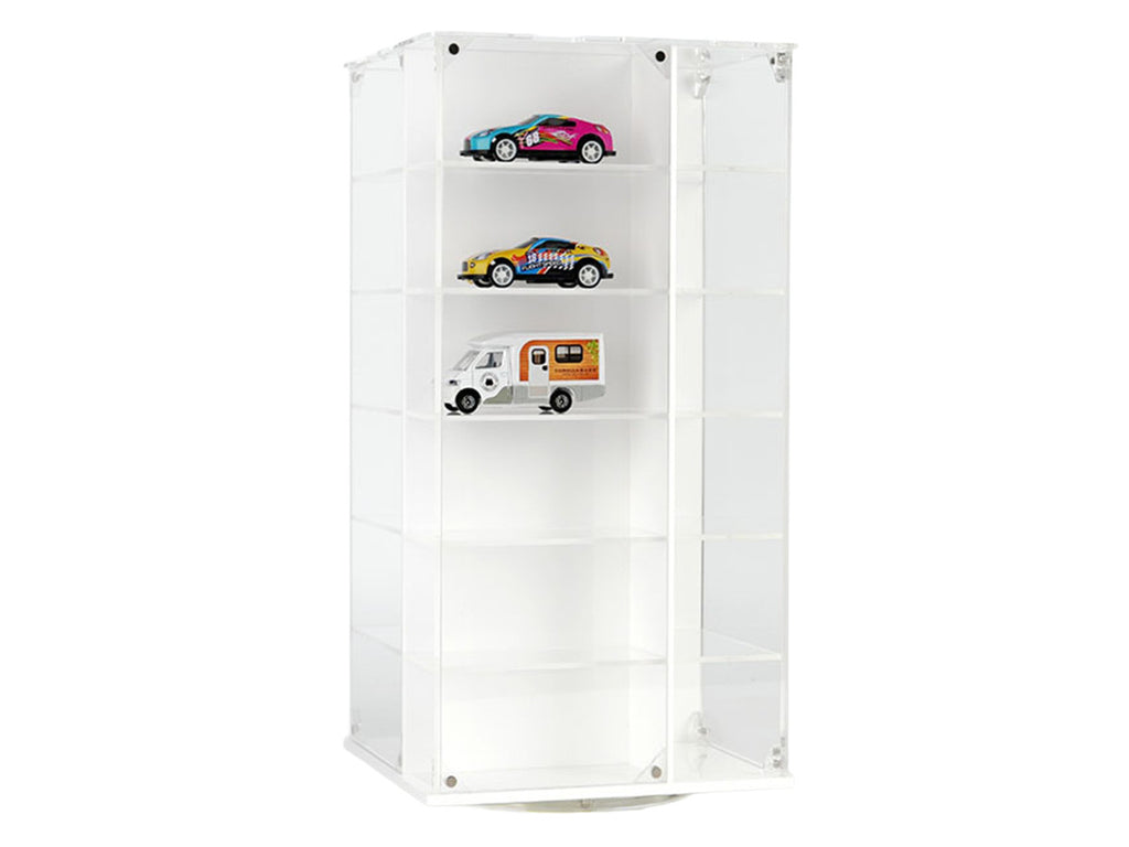 Acrylitower Showcase 24 Car Display Desktop Spinner with Cover White "Mijo Exclusives" for 1/64 Scale Models-2