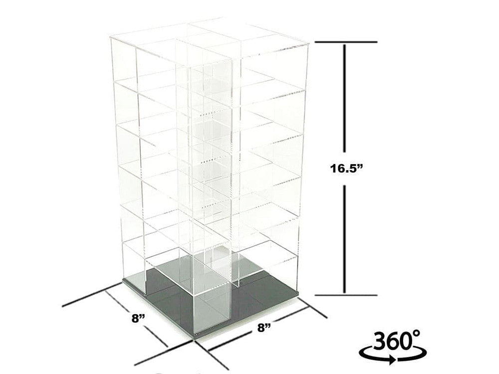 Acrylitower Showcase Large 24 Car Display Desktop Spinner with Cover Clear "Mijo Exclusives" for 1/64 Scale Models-1