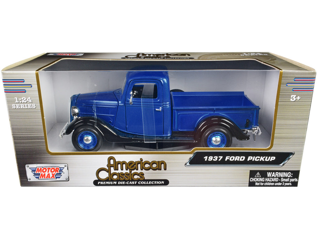 1937 Ford Pickup Truck Blue Metallic and Black "American Classics" 1/24 Diecast Model Car by Motormax-2