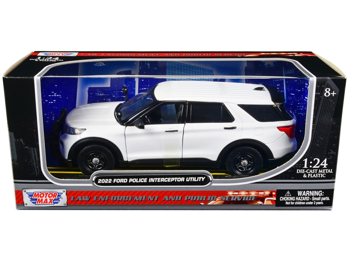 2022 Ford Police Interceptor Utility Unmarked Slick-Top White 1/24 Diecast Model Car by Motormax-0