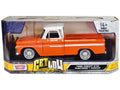 1966 Chevrolet C10 Fleetside Pickup Truck Lowrider Orange Metallic with White Top "Get Low" Series 1/24 Diecast Model Car by Motormax-0