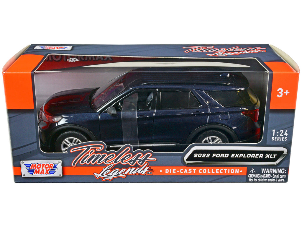 2022 Ford Explorer XLT Dark Blue Metallic "Timeless Legends" Series 1/24 Diecast Model Car by Motormax-2