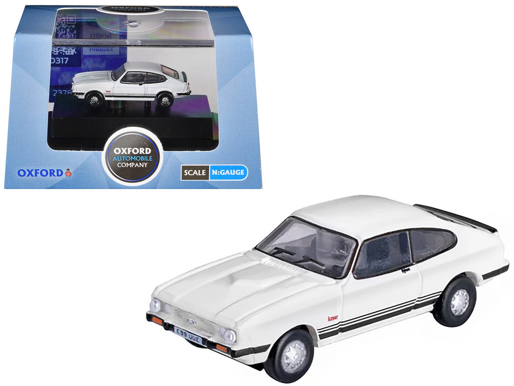 Ford Capri Mk3 RHD (Right Hand Drive) Diamond White with Black Stripes 1/148 (N) Scale Diecast Model Car by Oxford Diecast-3