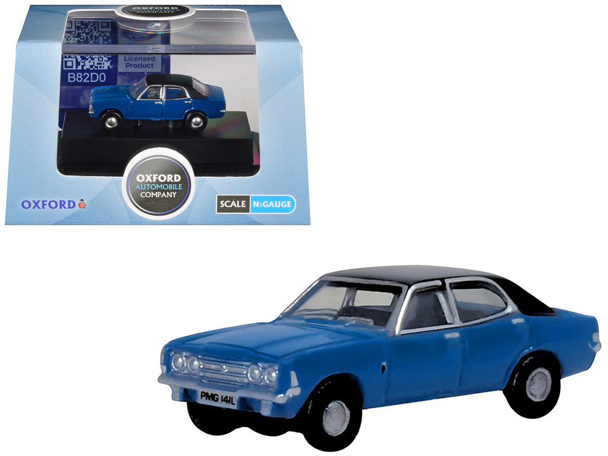 Ford Cortina MKIII RHD (Right Hand Drive) Electric Monza Blue with Black Top 1/148 (N) Scale Diecast Model Car by Oxford Diecast-3