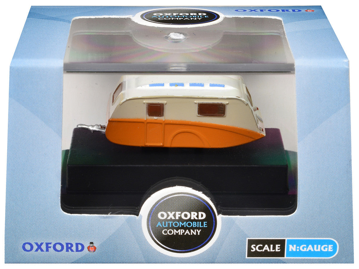 Caravan Trailer Cream and Orange 1/148 (N) Scale Diecast Model Car by Oxford Diecast-2