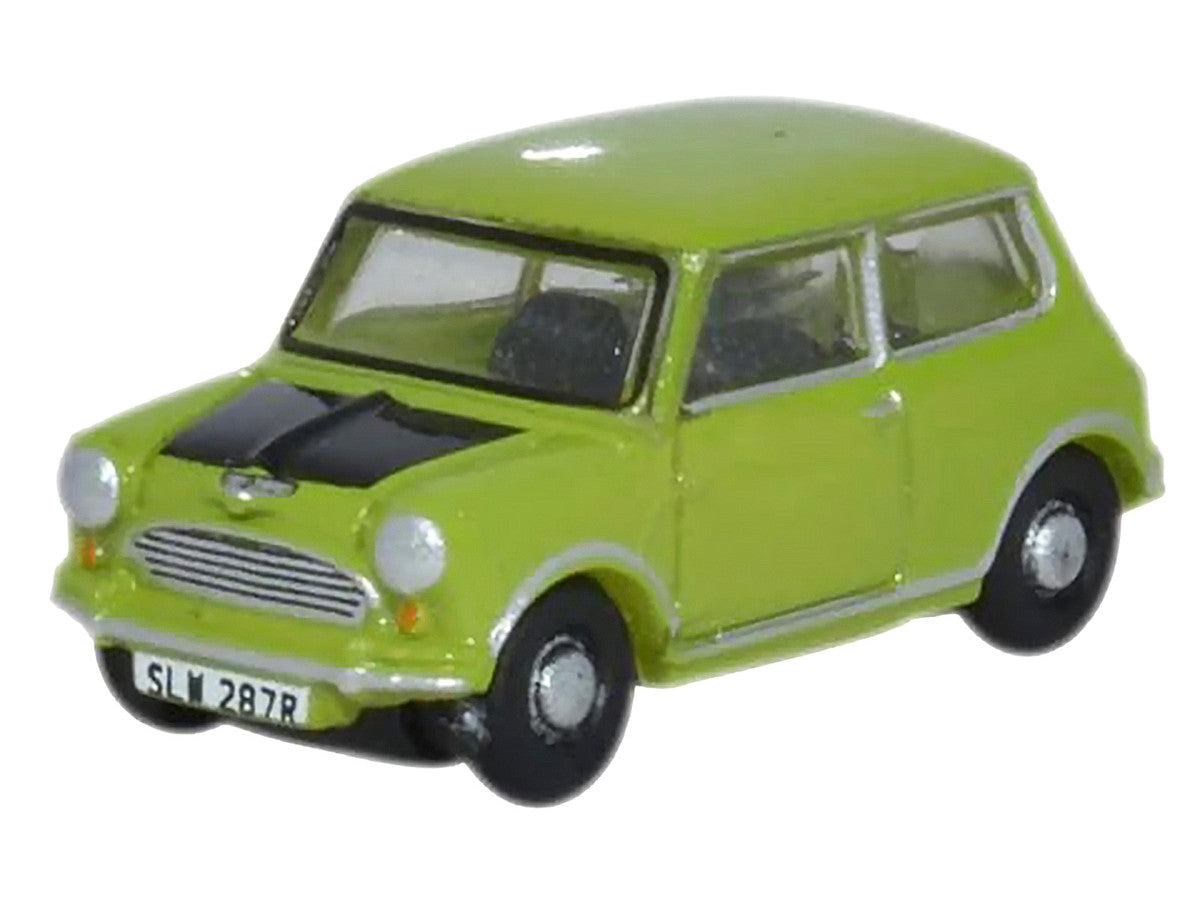 Mini Cooper Lime Green with Matt Black Hood 1/148 (N) Scale Diecast Model Car by Oxford Diecast-1
