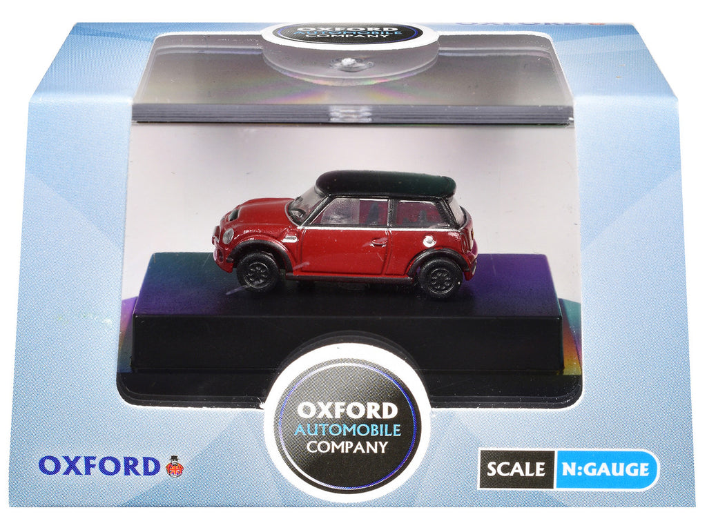 Mini Cooper S RHD (Right Hand Drive) Chili Red with Black Top 1/148 (N) Scale Diecast Model Car by Oxford Diecast-1