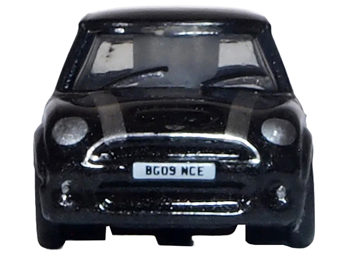 Mini Cooper S RHD (Right Hand Drive) Midnight Black with Silver Stripes 1/148 (N) Scale Diecast Model Car by Oxford Diecast-1