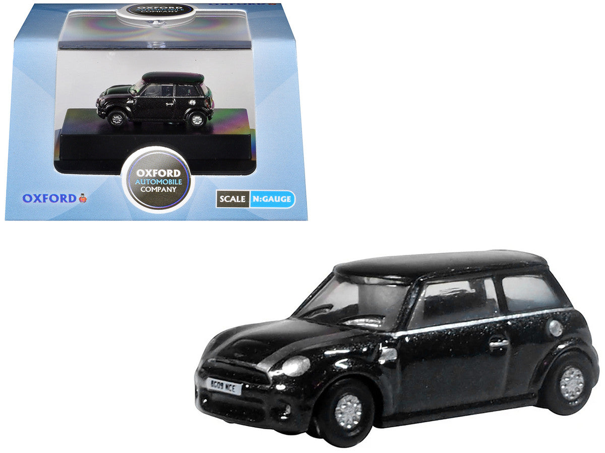 Mini Cooper S RHD (Right Hand Drive) Midnight Black with Silver Stripes 1/148 (N) Scale Diecast Model Car by Oxford Diecast-3
