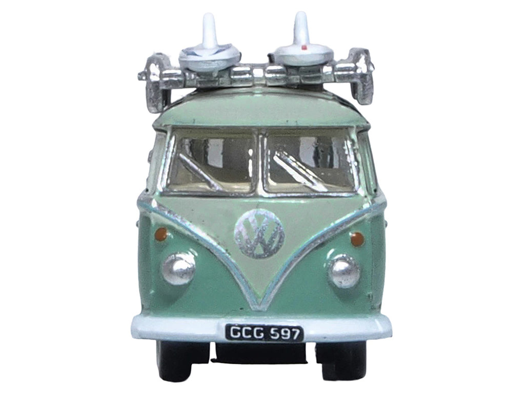 Volkswagen T1 Samba Bus RHD (Right Hand Drive) Green Two-Tone with Surfboards on Roof Rack 1/148 (N) Scale Diecast Model Car by Oxford Diecast-2