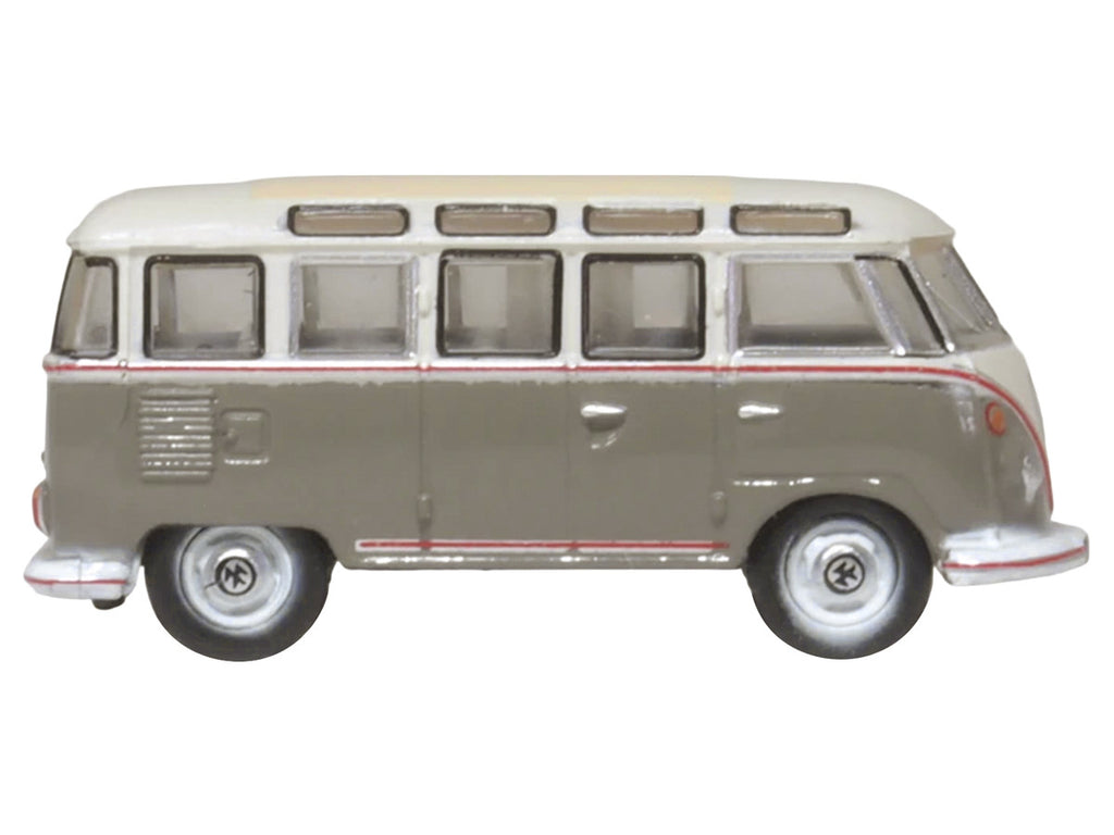 Volkswagen T1 Samba Bus Mouse Grey and Pearl White with Red Stripes 1/148 (N) Scale Diecast Model Car by Oxford Diecast-0