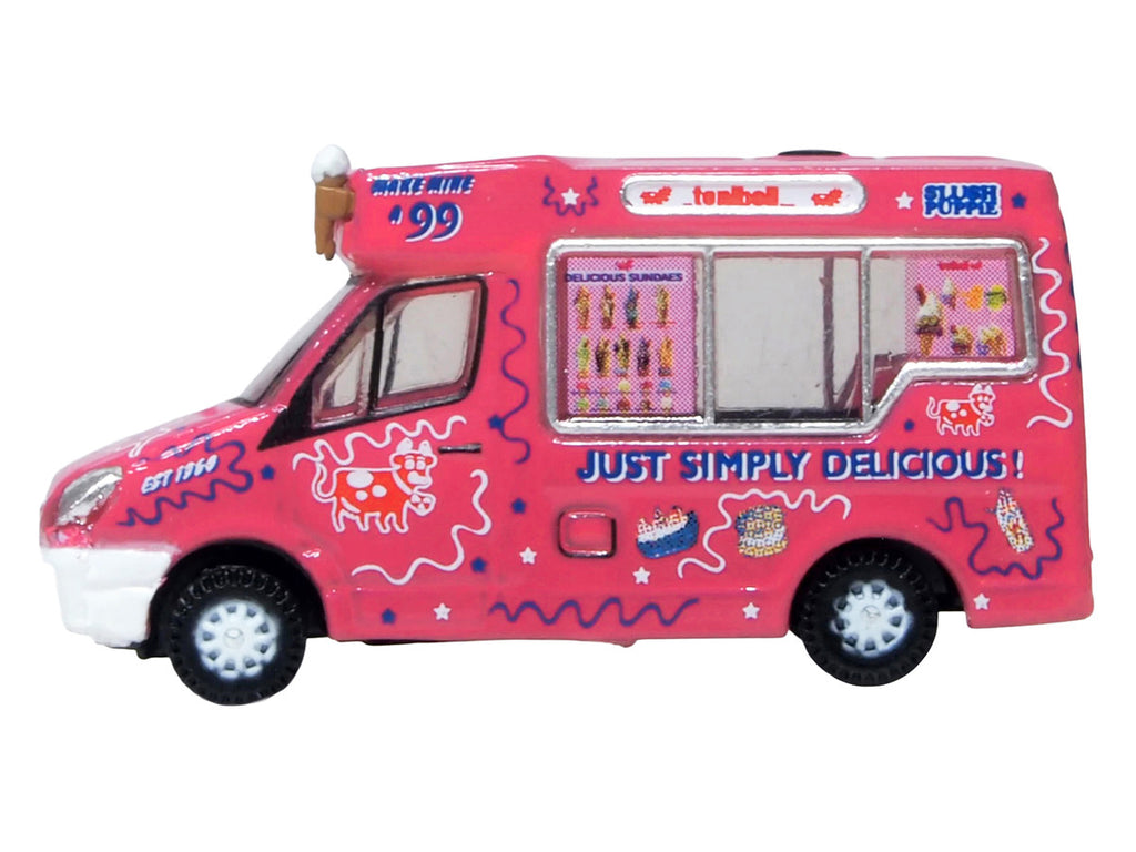 Whitby Mondial Ice Cream Van "Tonibell" Pink with Graphics 1/76 (OO) Scale Diecast Model Car by Oxford Diecast-1
