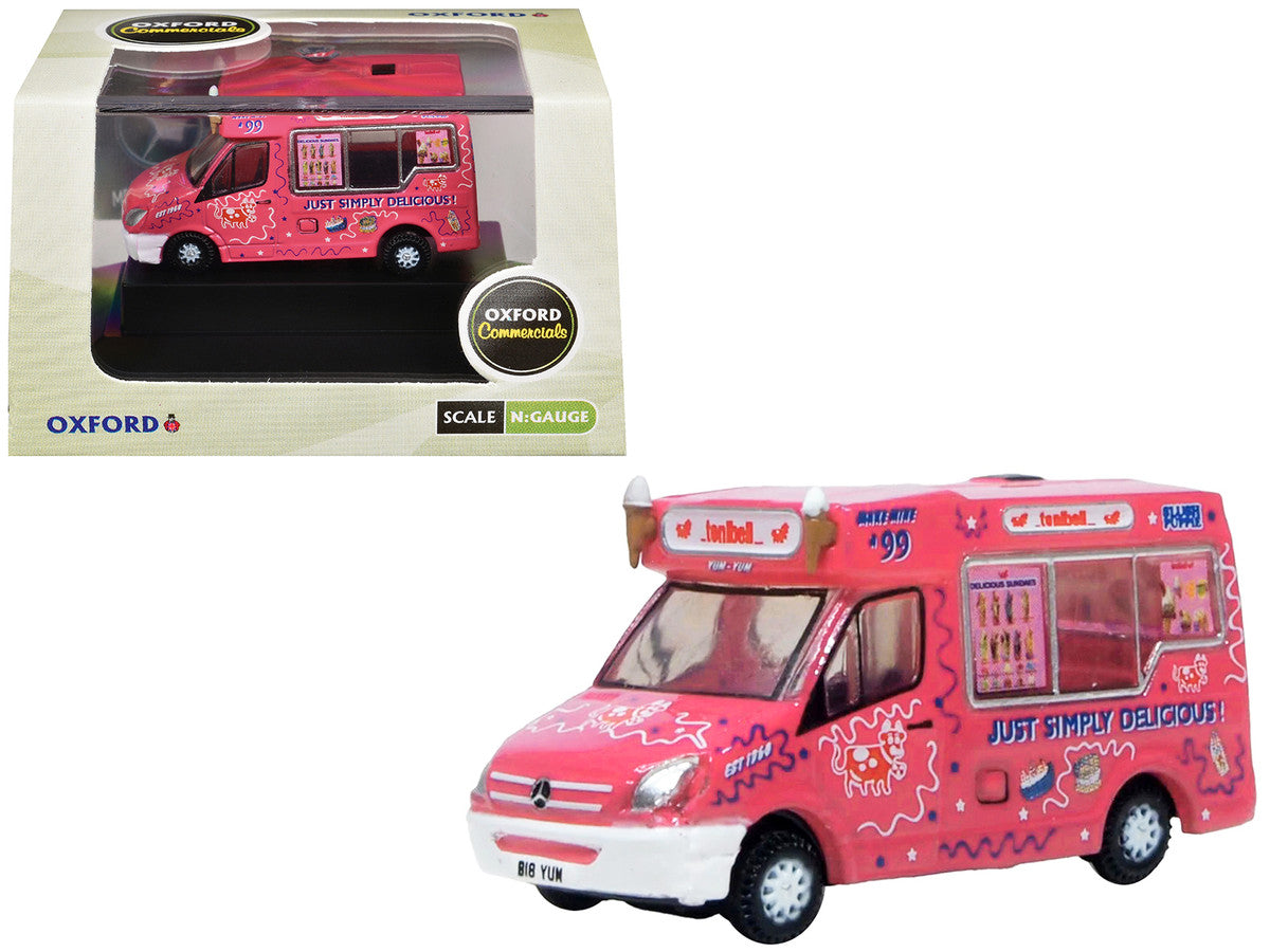 Whitby Mondial Ice Cream Van "Tonibell" Pink with Graphics 1/76 (OO) Scale Diecast Model Car by Oxford Diecast-4
