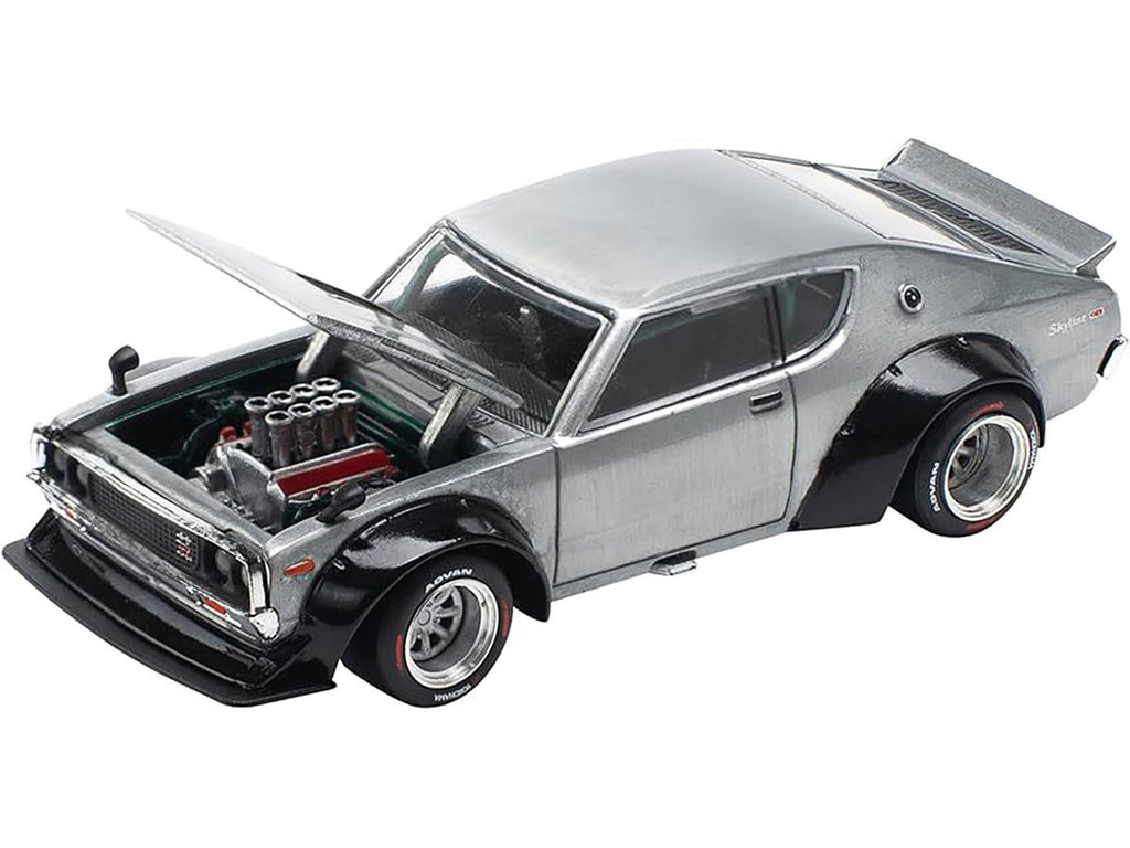 Skyline KPGC110 "Kenmeri" RHD (Right Hand Drive) Raw Metal "Enigma Exclusive Edition" 1/64 Diecast Model Car by Pop Race-1