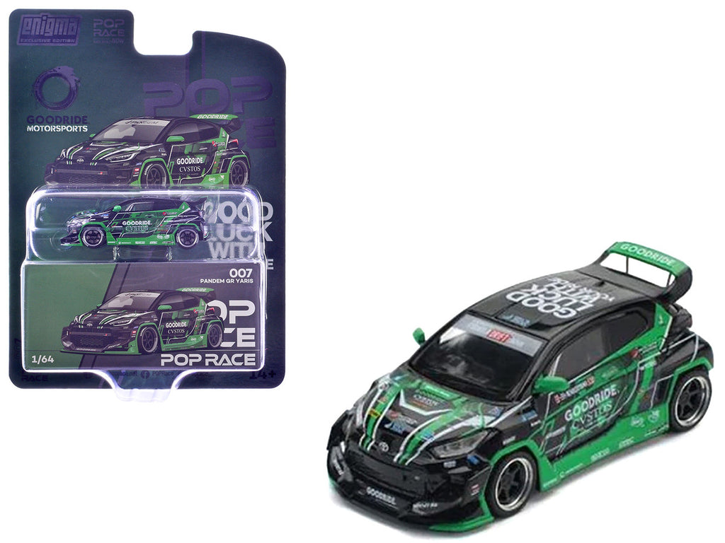 Pandem GR Yaris RHD (Right Hand Drive) "Goodride Motorsports" Green and Black with Graphics "Enigma Exclusive Edition" 1/64 Diecast Model Car by Pop Race-2