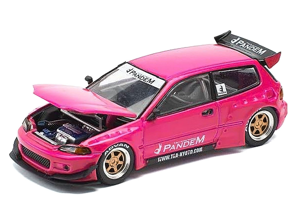 Pandem Civic EG6 RHD (Right Hand Drive) Pink "Enigma Exclusive Edition" 1/64 Diecast Model Car by Pop Race-1