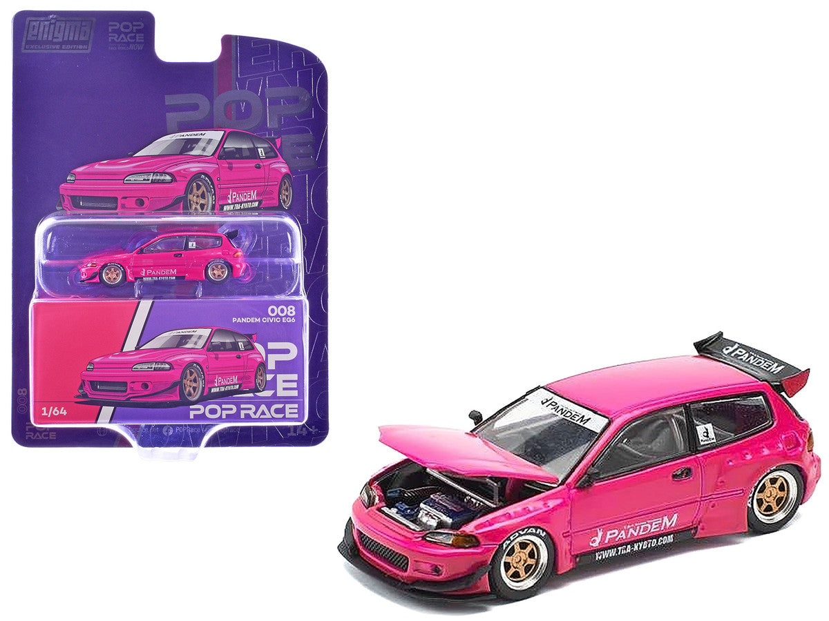 Pandem Civic EG6 RHD (Right Hand Drive) Pink "Enigma Exclusive Edition" 1/64 Diecast Model Car by Pop Race-2