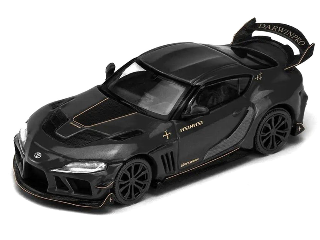 Toyota Supra DarwinPro Black with Gold Accents "Enigma Exclusive Edition" 1/64 Diecast Model Car by Pop Race-1