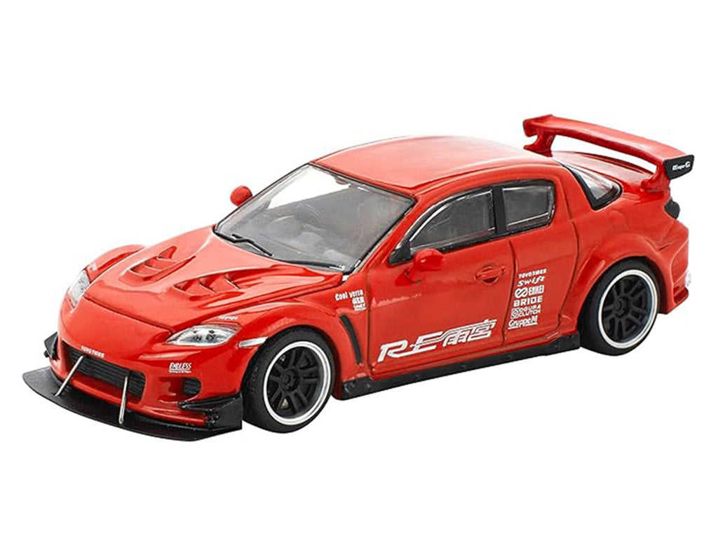 Mazda RX-8 RE-Amemiya RHD (Right Hand Drive) Red with Graphics "Enigma Exclusive Edition" 1/64 Die Cast Model Car by Pop Race-1