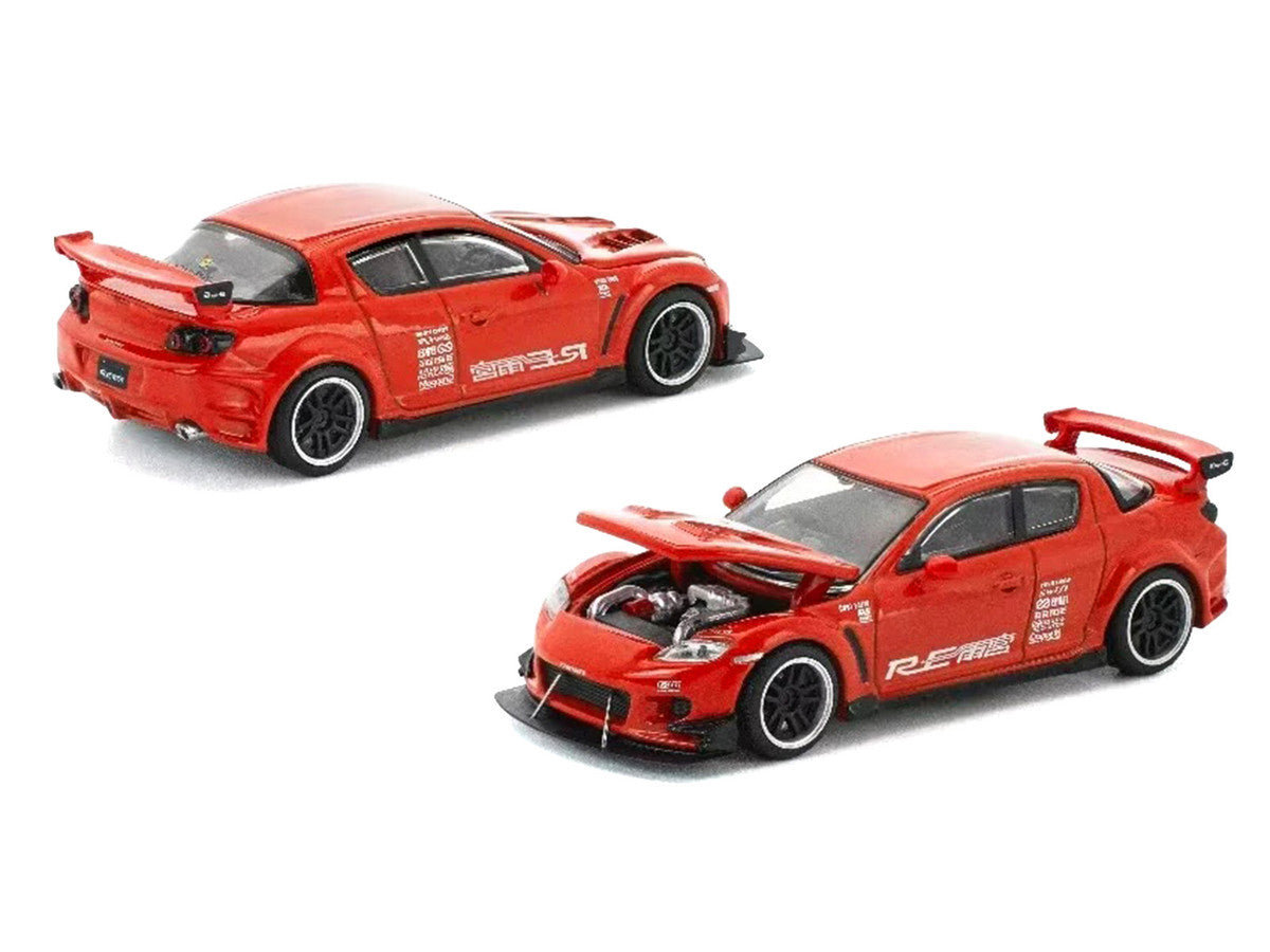 Mazda RX-8 RE-Amemiya RHD (Right Hand Drive) Red with Graphics "Enigma Exclusive Edition" 1/64 Die Cast Model Car by Pop Race-4