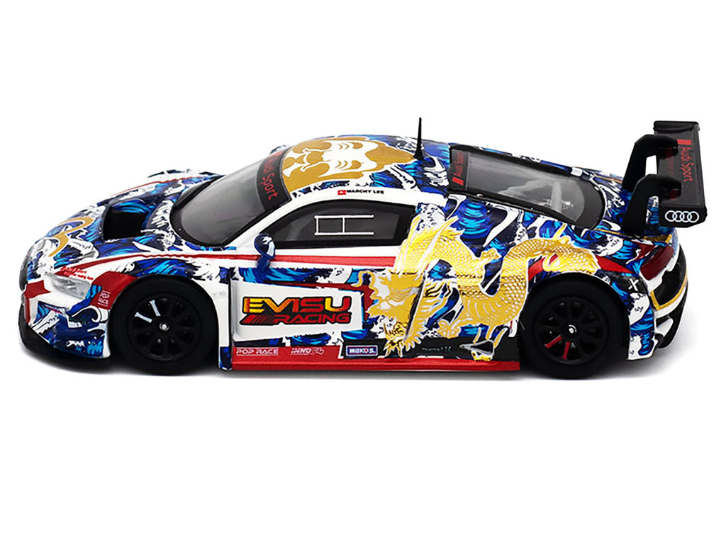 Audi R8 LMS "Evisu Racing X Works" White with Graphics 1/64 Diecast Model Car by Pop Race-0