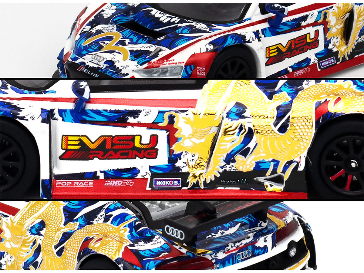 Audi R8 LMS "Evisu Racing X Works" White with Graphics 1/64 Diecast Model Car by Pop Race-2
