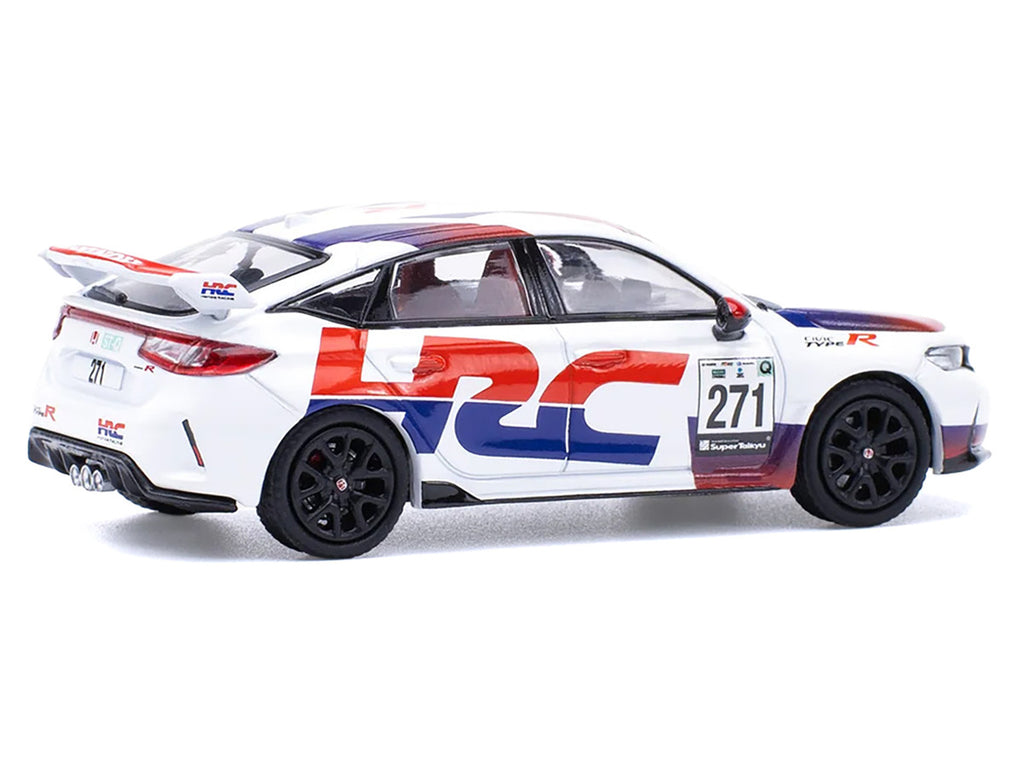Honda Civic Type R FL5 "HRC - Honda Racing" White with Graphics 1/64 Diecast Model Car by Pop Race-1