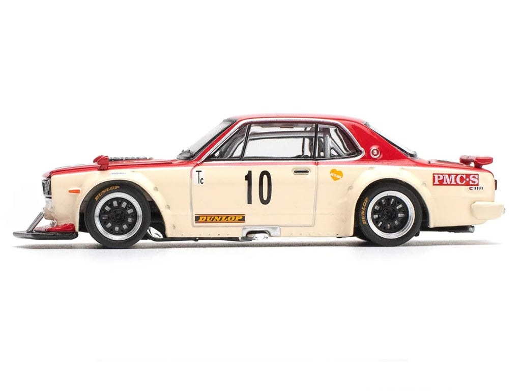 Skyline GT-R V8 Drift "Hakosuka" RHD (Right Hand Drive) #10 "Watanabe" Red and Cream 1/64 Diecast Model Car by Pop Race-0