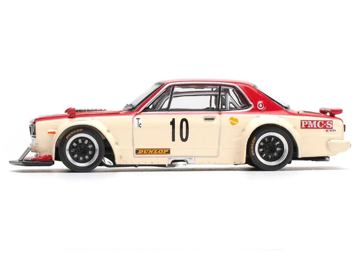 Skyline GT-R V8 Drift "Hakosuka" RHD (Right Hand Drive) #10 "Watanabe" Red and Cream 1/64 Diecast Model Car by Pop Race-0