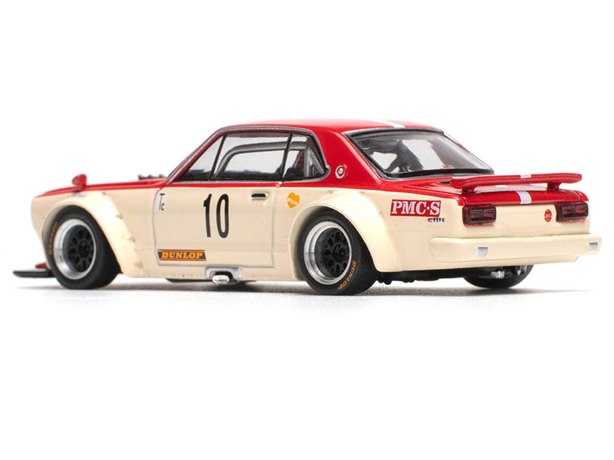 Skyline GT-R V8 Drift "Hakosuka" RHD (Right Hand Drive) #10 "Watanabe" Red and Cream 1/64 Diecast Model Car by Pop Race-1